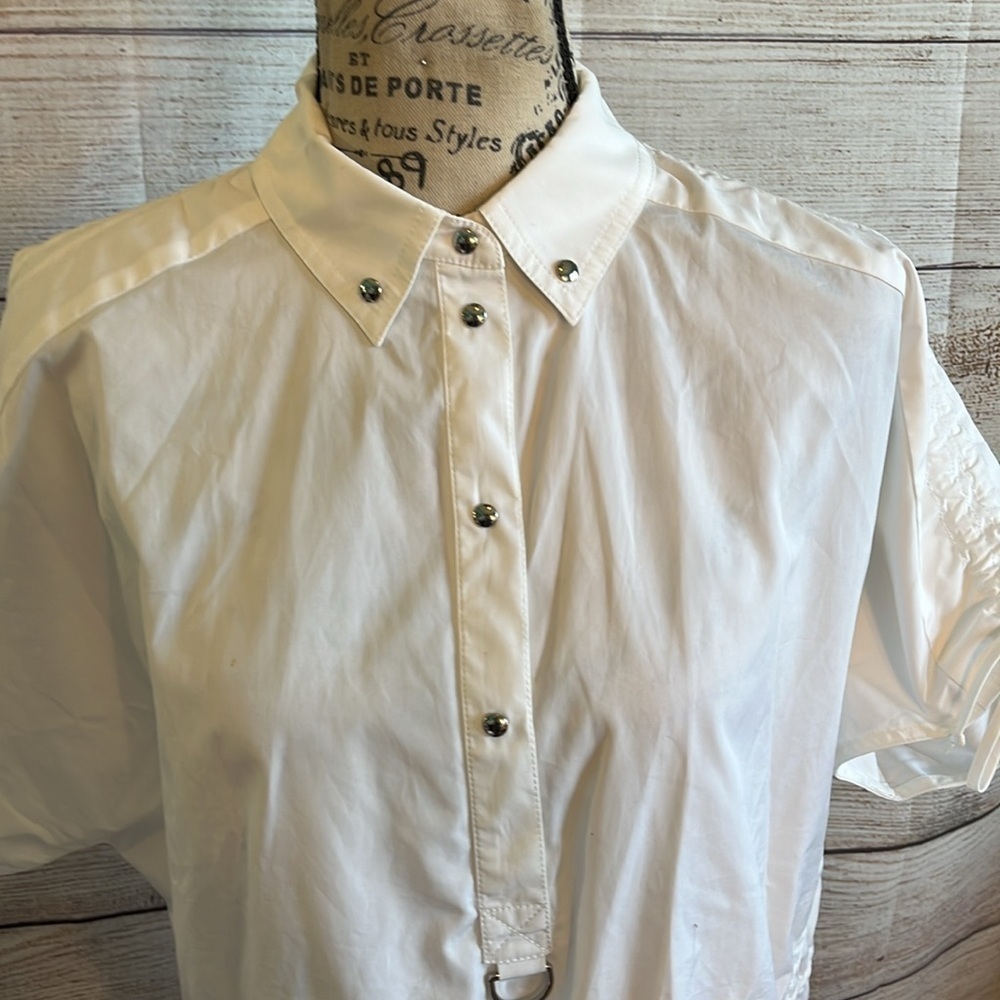 Jason Wu Gray Top Short Sleeves Drawstring Half B… - image 3